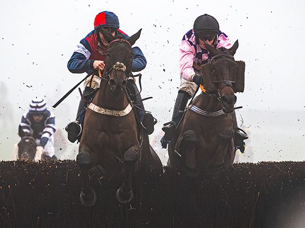 VAL DANCER (right): the eight-year-old Tattersalls Cheltenham January Sale graduate on his way to glory in the Grade 3 Welsh Grand National Chase at Chepstow  