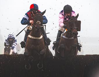 VAL DANCER (right): the eight-year-old Tattersalls Cheltenham January Sale graduate on his way to glory in the Grade 3 Welsh Grand National Chase at Chepstow 